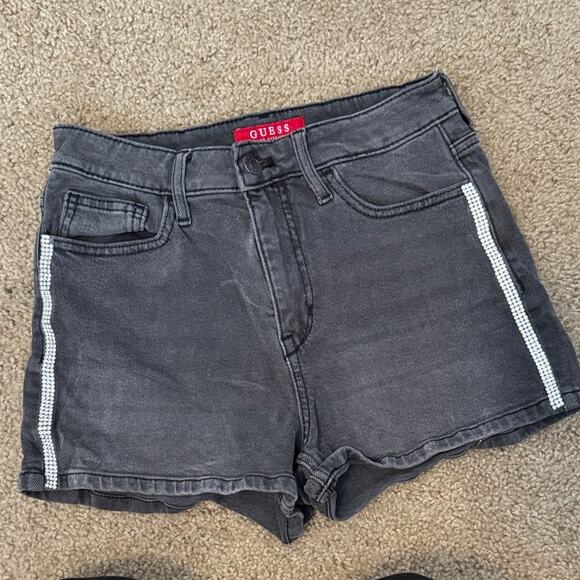 Guess Pants - Guess Dark Gray Jean Shorts with White Accents